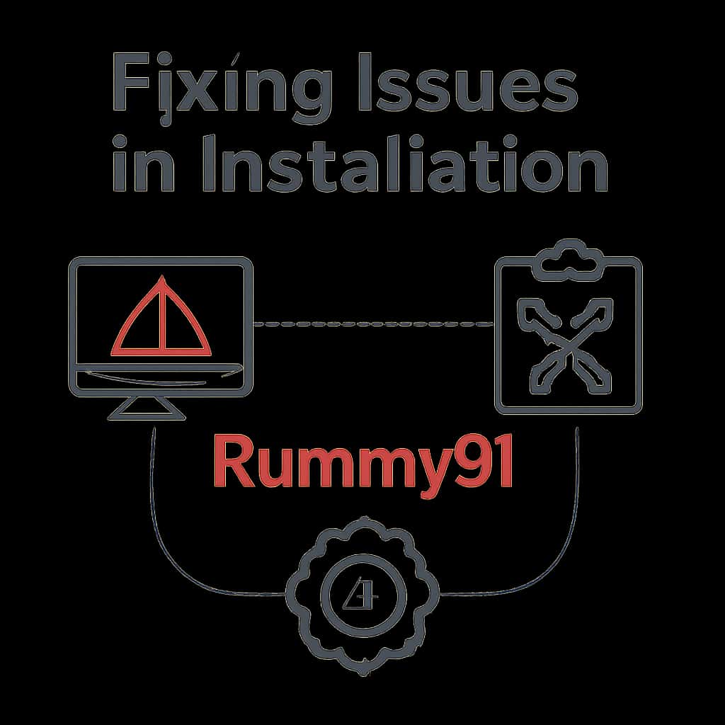 Diagram illustrating troubleshooting steps for Rummy91 installation.