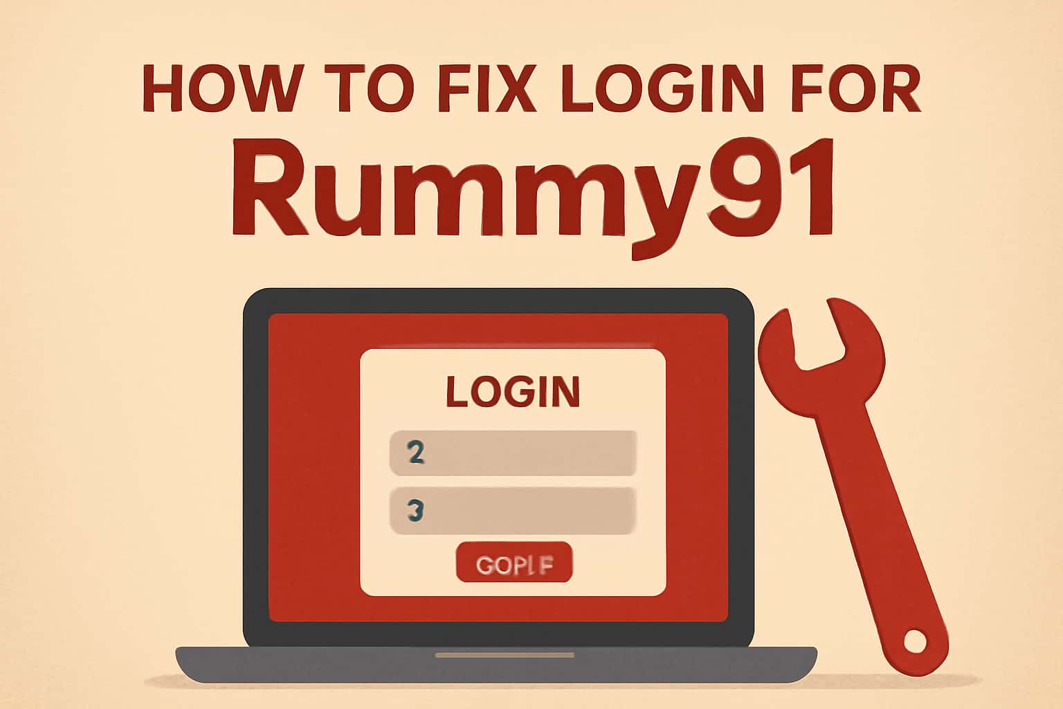 Informational graphic about fixing login issues for Rummy91.