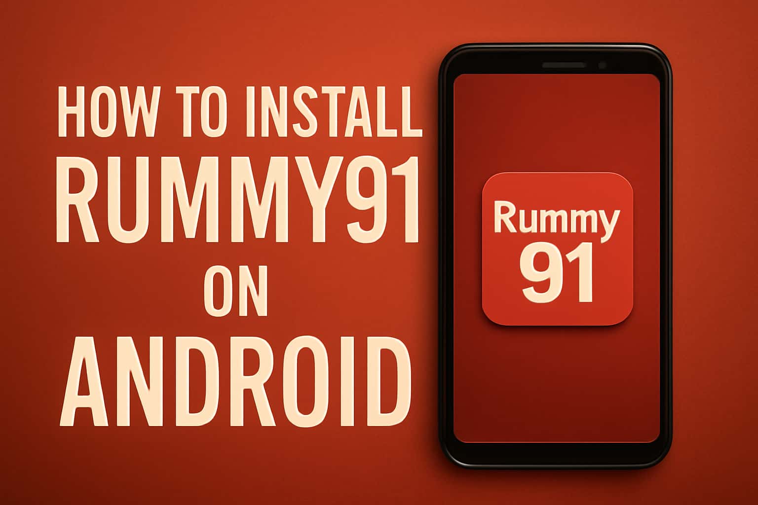 Informational graphic on installing Rummy91 on Android devices.