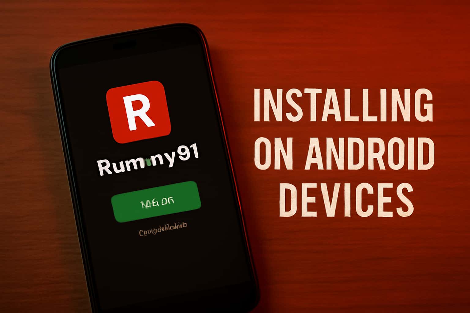 Informational image depicting the installation process of Rummy91 on Android devices.