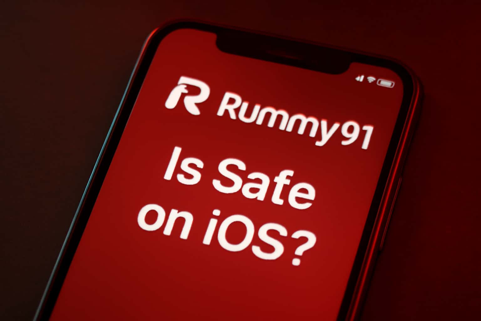 Informational scene showcasing the safety aspect of Rummy91 on iOS.
