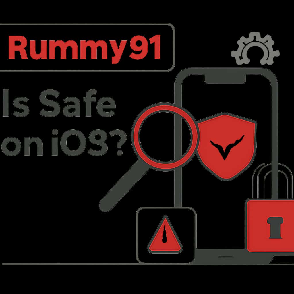 Illustration explaining the safety measures for Rummy91 on iOS.