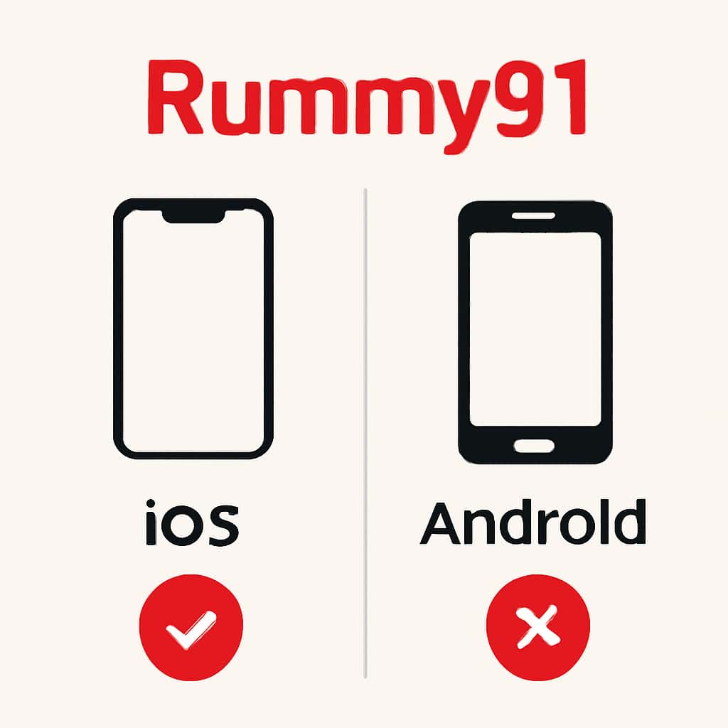 Diagram comparing Rummy91 compatibility on iOS and Android.