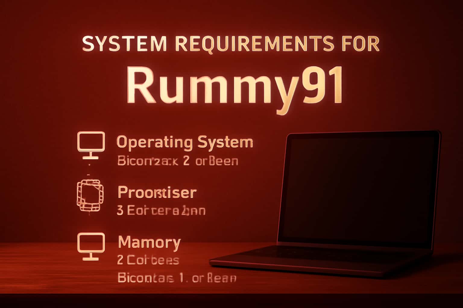 An informational graphic displaying the system requirements for Rummy91, with clear text.